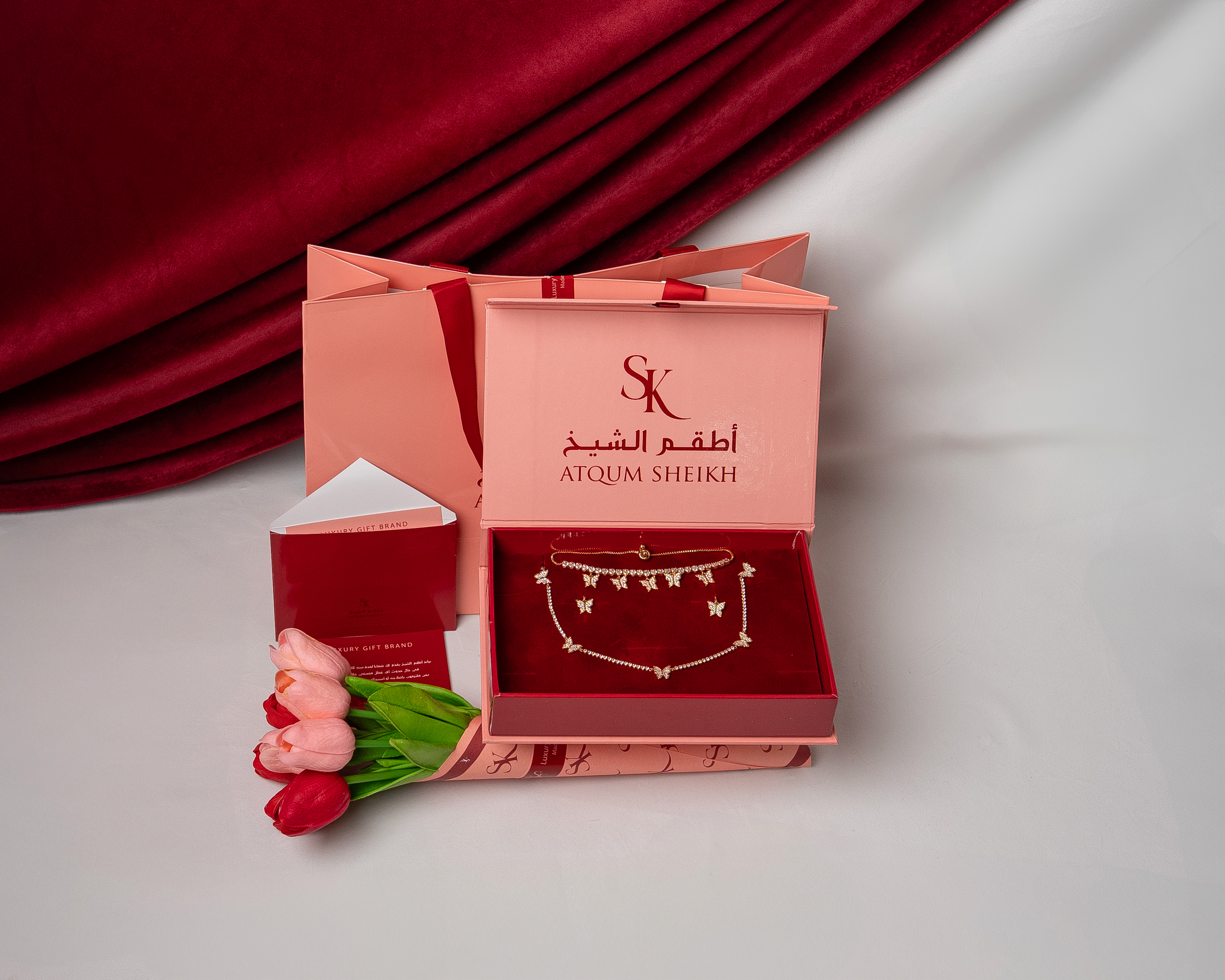 طقم زركون الفراشة 